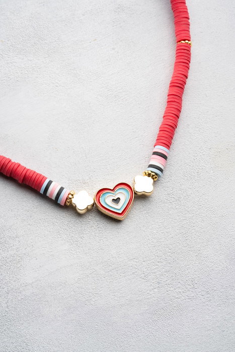 Heliophilia Silver Collar Multicolor KL-0873 con Colgante de Corazón